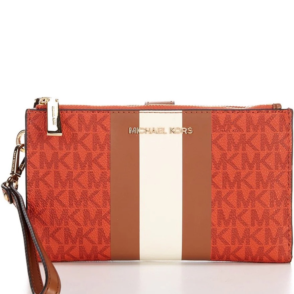 Jet Set Signature Logo Double Zip Wristlet